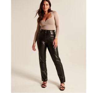 Abercrombie & Fitch Curve Love Vegan Leather High Rise Loose Pants 16